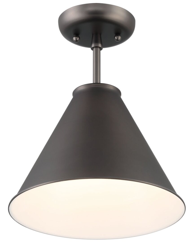 Lumanity Lincoln Tapered Metal 11in Dark Bronze Semi-flush Mount Ceiling Light In Bronze