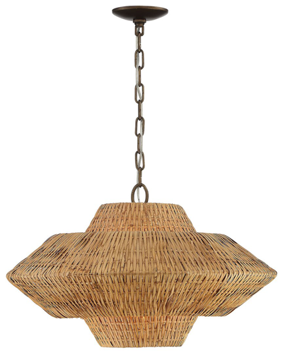 Shop Lumanity Luca Single-light Rattan 3-tier Chandelier In Bronze