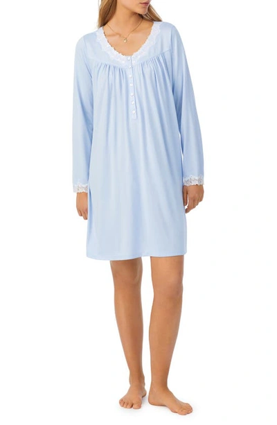 Shop Eileen West Long Sleeve Short Nightgown In Light Blue