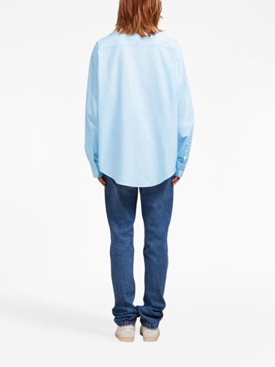 Shop Ami Alexandre Mattiussi Logo-embroidered Poplin Shirt In Blue