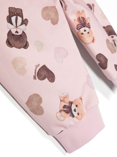 Shop Monnalisa Bear-print Cotton Track Pants In Pink