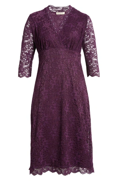 Shop Kiyonna Scalloped Boudoir Lace A-line Dress In Plum Passion