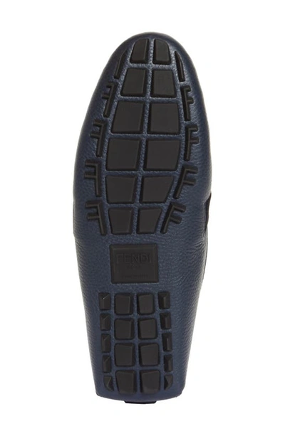 Shop Fendi Ff Logo Strap Driving Loafer In Blueberry Blueberry