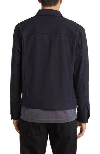 Theory River Stretch Neoteric Twill Trucker Jacket In Dark Navy