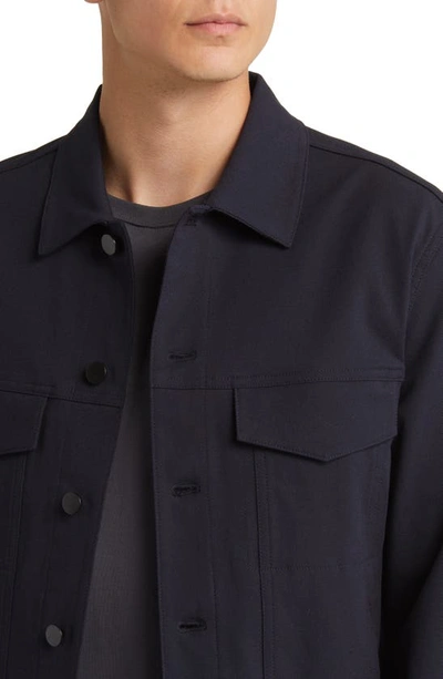 Shop Theory River Cotton Blend Twill Trucker Jacket In Dark Navy