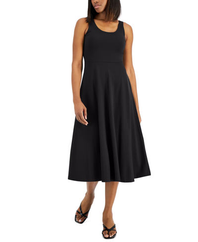 Shop Alfani Women's Printed Sleeveless Midi Dress, Created For Macy's In Deep Black