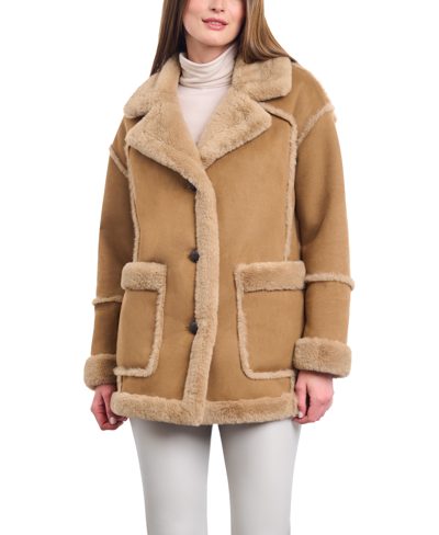 Women s Faux shearling Patch Pocket Coat In Camel