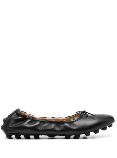 Shop Tod's Black Gommino Ballerina Shoes In Leather Woman