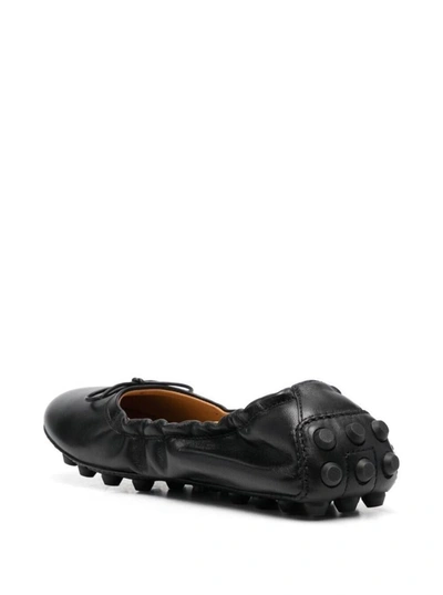 Shop Tod's Black Gommino Ballerina Shoes In Leather Woman