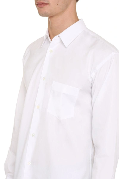 Shop Comme Des Garçons Long Sleeve Cotton Shirt In White