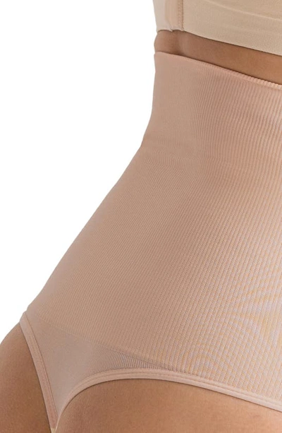 Shop Shapermint Essentials High Waist Shaper Thong In Oatmeal