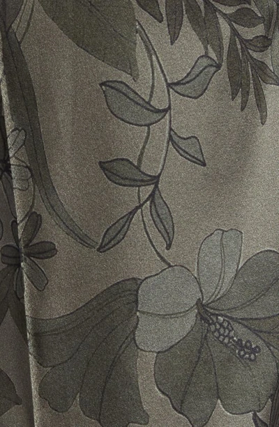 Shop Tom Ford Floral Print Stretch Silk Pajama Pants In Dark Green