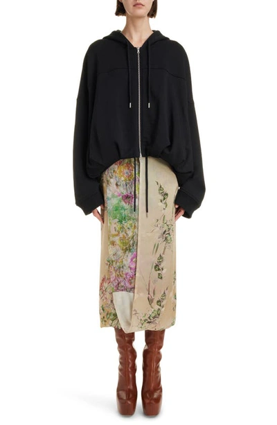 Shop Dries Van Noten Spa Painted Floral Print Silk Wrap Skirt In Ecru 5