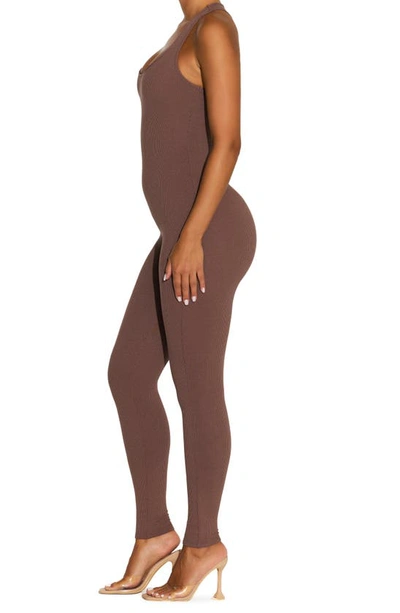 Shop Naked Wardrobe Racerback Ribbed Jumpsuit In Taupe