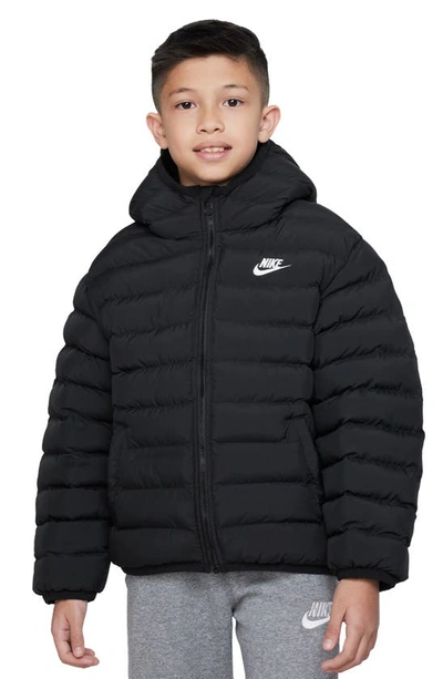 Shop Nike Kids' Sportswear Insulated Puffer Jacket In Black/ Black/ White