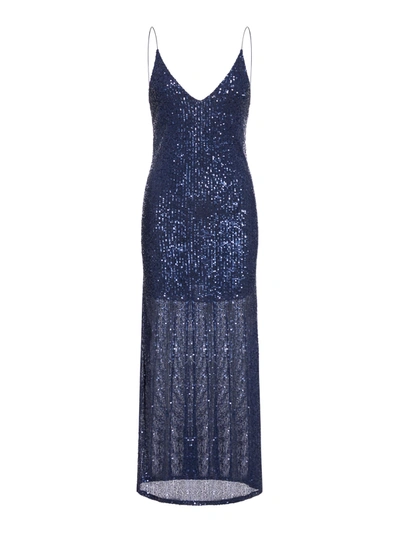 Shop Nina Aphrodite Paillettes Dress In Blue