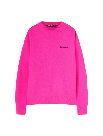 Shop Palm Angels Basic Logo Sweater In Pink & Purple