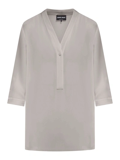 Shop Giorgio Armani V-neck Blouse In White