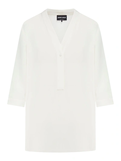 Shop Giorgio Armani V-neck Blouse In White