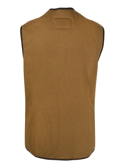 Barbour Warm Pile Waistcoat Zip Sleeveless Jacket In Brown