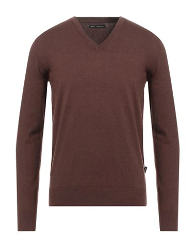 Shop Yes Zee By Essenza Man Sweater Cocoa Size Xxl Polyamide, Acrylic, Wool, Polyester In Brown