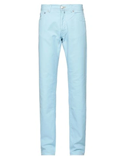 Shop Jacob Cohёn Man Pants Sky Blue Size 32 Cotton, Hemp