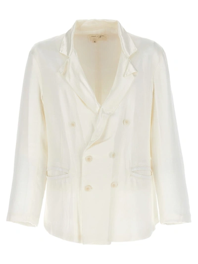 Shop Greg Lauren Double Breast Blazer Jacket Jackets White