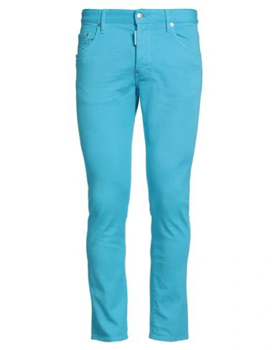 Shop Dsquared2 Man Jeans Azure Size 32 Cotton, Elastane In Blue