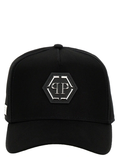 Shop Philipp Plein Logo Plaque Cap Hats Black