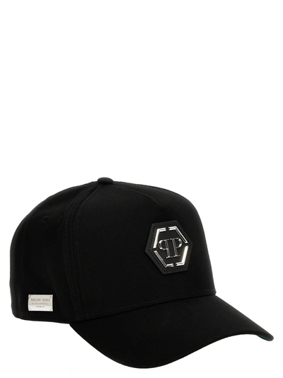 Shop Philipp Plein Logo Plaque Cap Hats Black