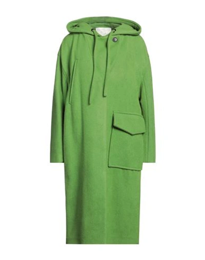 Shop Tela Woman Coat Green Size 6 Virgin Wool, Polyamide