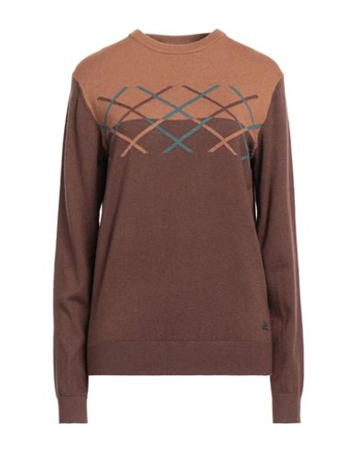 Yes Zee By Essenza Man Sweater Chocolate Brown Size Xl Polyamide, Acrylic, Wool, Polyester In Brown