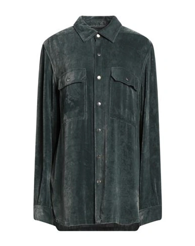 Shop Rick Owens Woman Shirt Sage Green Size 12 Viscose, Silk