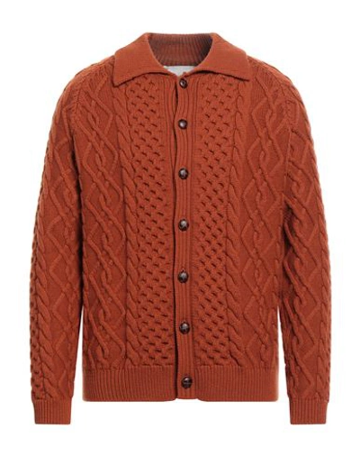 Shop Amaranto Man Cardigan Rust Size M Wool In Red