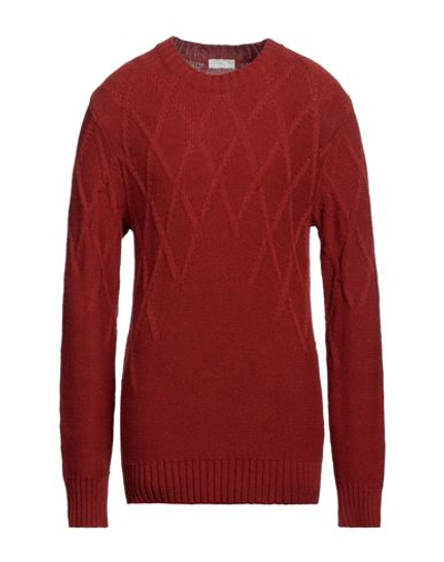 Shop Become Man Sweater Brick Red Size 44 Polyacrylic, Polyurethane