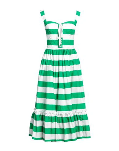 Shop Dolce & Gabbana Woman Midi Dress Green Size 4 Cotton
