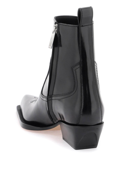 Shop Off-white Leather Texan Ankle Boots In Black Black (black)