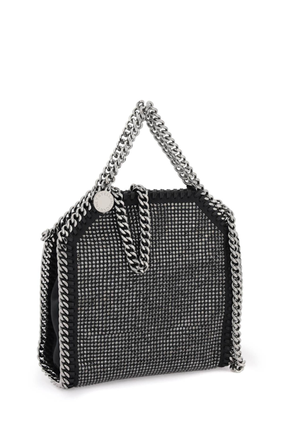 Shop Stella Mccartney Micro Falabella Tote Bag With Crystals In Black Hematite (black)