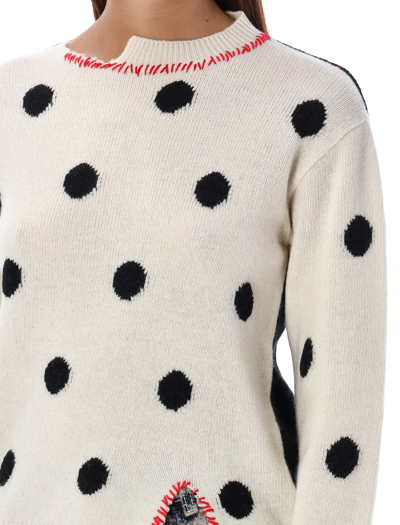 Shop Marni Sweater Dot In Stone White