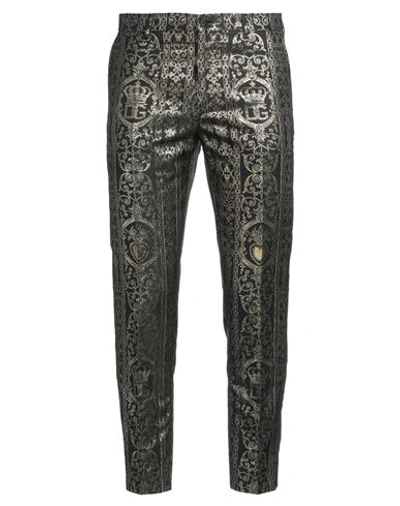 Shop Dolce & Gabbana Man Pants Gold Size 32 Polyester, Metallic Fiber