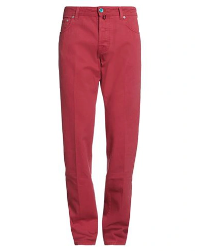 Shop Jacob Cohёn Man Denim Pants Red Size 36 Cotton