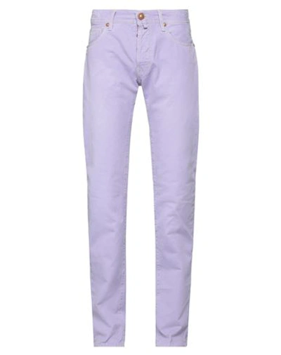 Shop Jacob Cohёn Man Pants Light Purple Size 29 Cotton