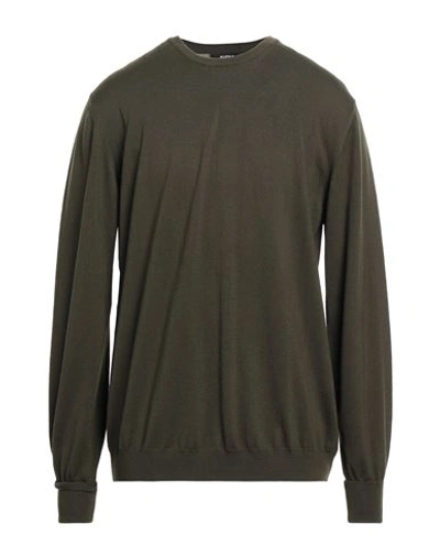 Shop Alpha Studio Man Sweater Military Green Size 44 Merino Wool
