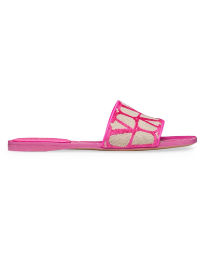 Shop Valentino Women's Toile Iconographe Slide Sandals In Pink White