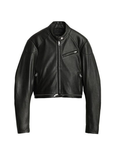 Shop Rag & Bone Women's Sedona Leather Moto Jacket In Black