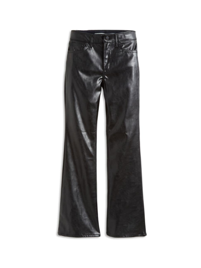 Shop Tractr Girl's Faux Leather Flare Pants In Black
