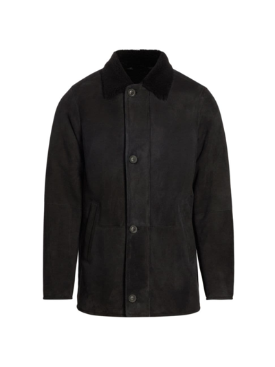Shop Saks Fifth Avenue Men's Collection Shearling Car Coat In Moonless