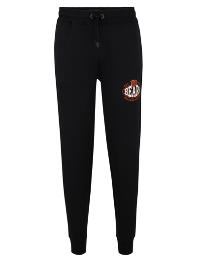 Shop Hugo Boss Men's Boss X Nfl Cotton-blend Tracksuit Bottoms With Collaborative Branding In Bears Charcoal