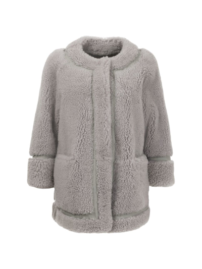 Shop Gorski Women's Reversible Shearling Lamb Jacket In Grey