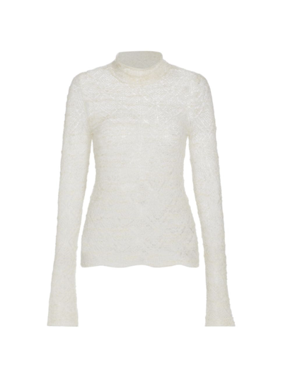 Shop Co Women's Funnel Neck Lace Sweater In Ivory